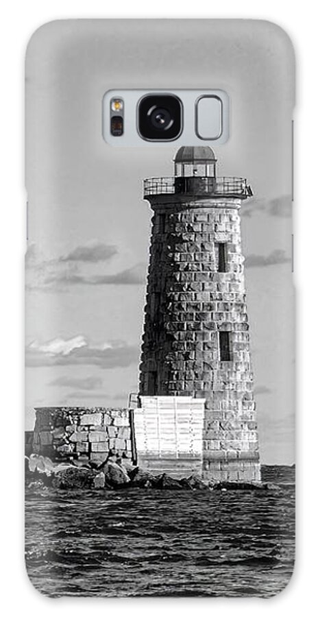 Black And White Galaxy Case featuring the digital art Whaleback Lighthouse - Kittery, Maine #1 by Deb Bryce