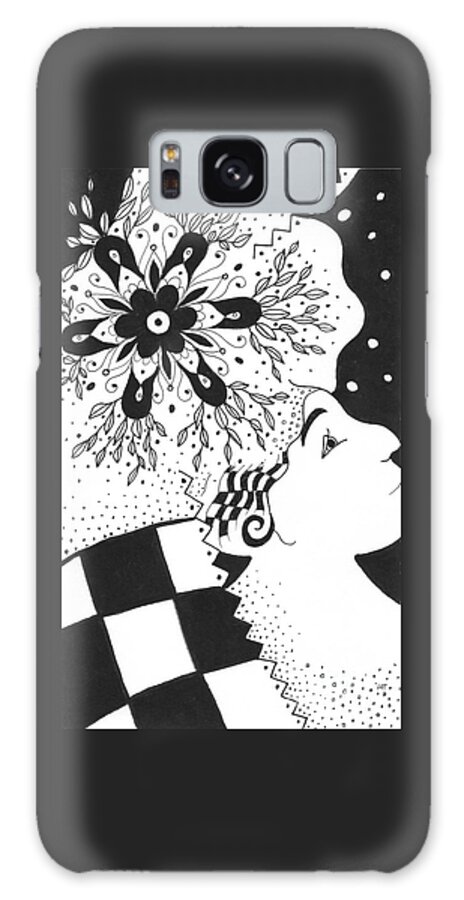 Whispers By Helena Tiainen Galaxy Case featuring the drawing Whispers #2 by Helena Tiainen
