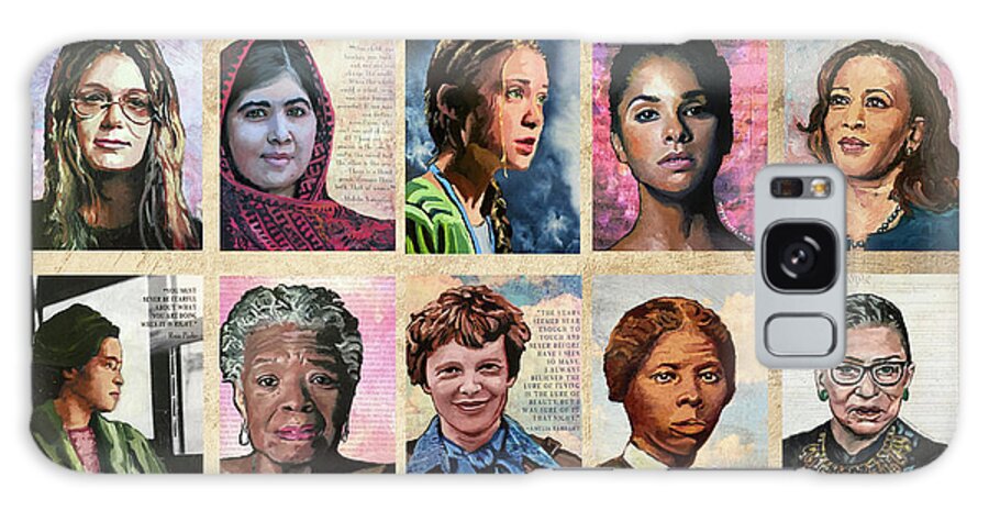 Gloria Steinem Galaxy Case featuring the painting Ten Women Who Shatter Barriers by Christina Tarkoff