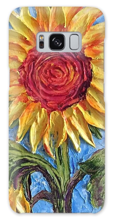 Paris Wyatt Llanso Galaxy Case featuring the painting Yellow Sunflower #3 by Paris Wyatt Llanso