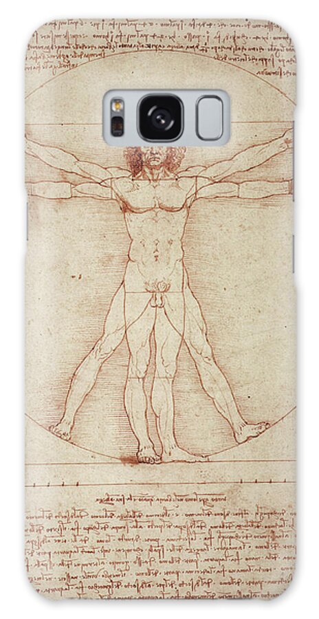 Vitruvian Man Galaxy Case featuring the painting Vitruvian Man by Leonardo Da Vinci