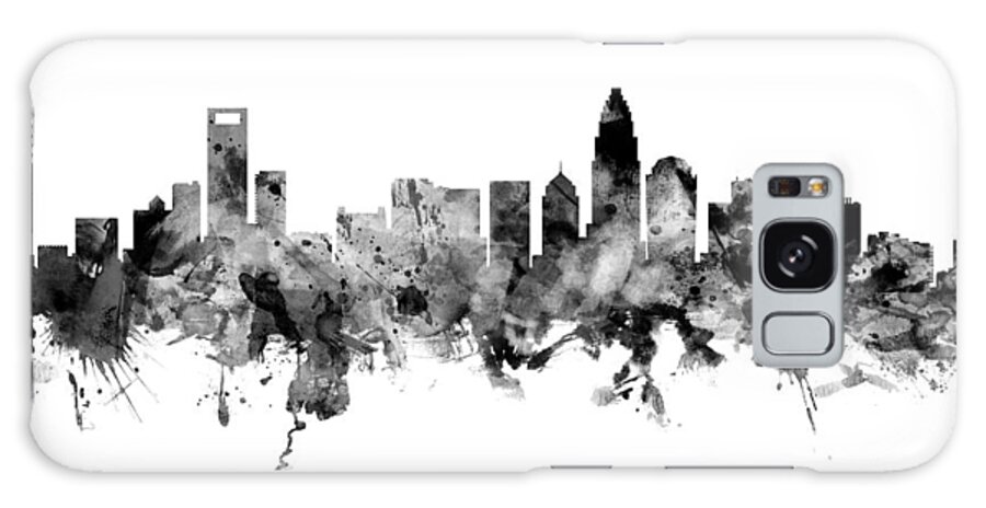 Charlotte Galaxy Case featuring the digital art Charlotte North Carolina Skyline #17 by Michael Tompsett