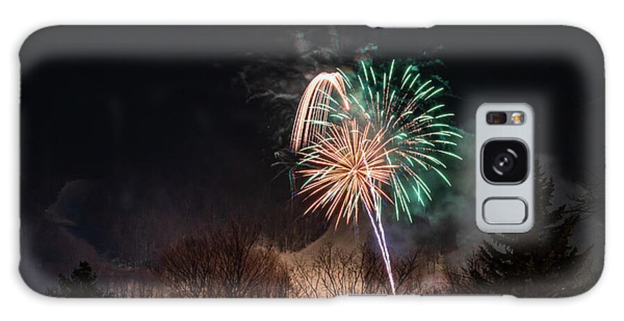 Fireworks Galaxy Case featuring the photograph Winter Ski Resort Fireworks #18 by Chad Dikun