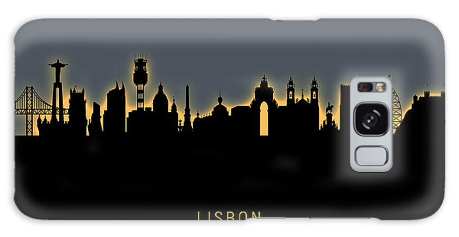Lisbon Galaxy Case featuring the digital art Lisbon Portugal Skyline #19 by Michael Tompsett
