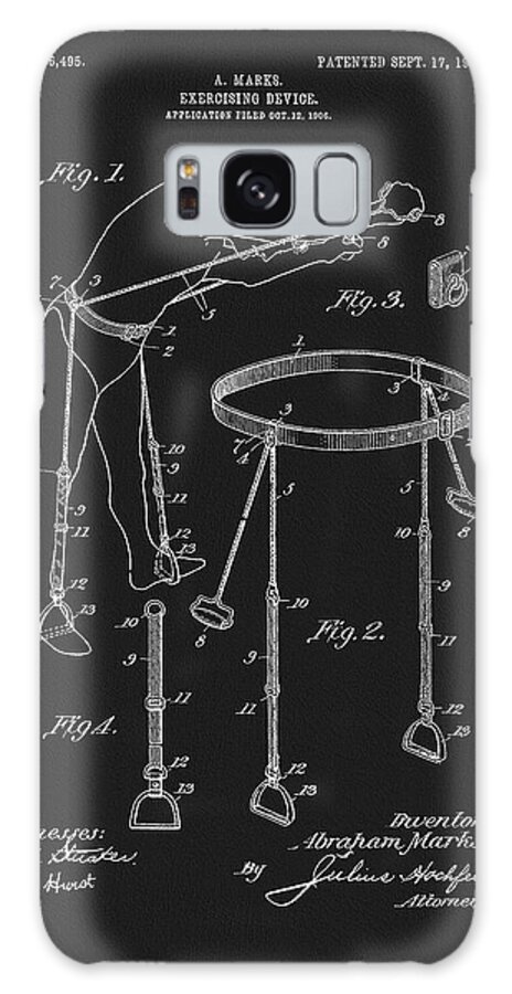 1907 Exercise Machine Patent Galaxy Case featuring the drawing 1907 Exercise Machine Patent by Dan Sproul