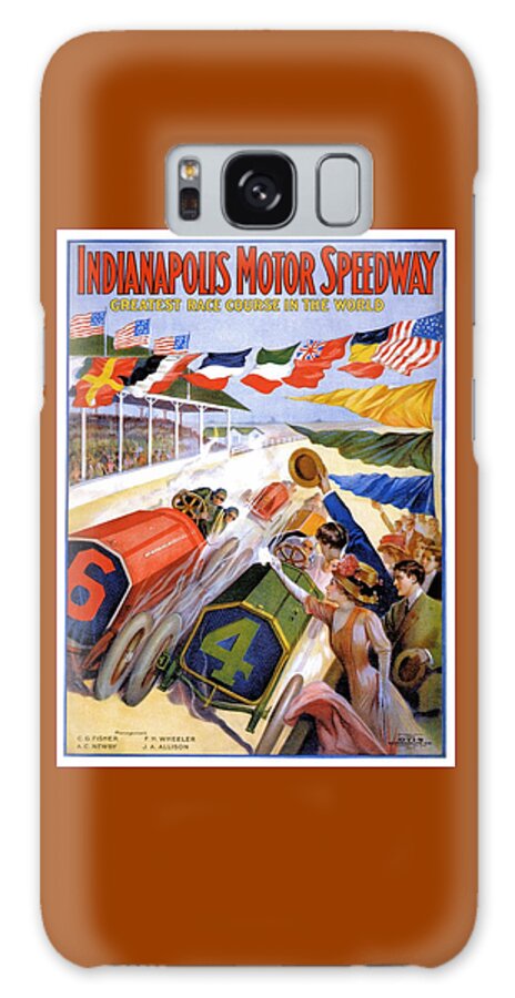 Indy Galaxy Case featuring the digital art 1909 Indianapolis Motor Speedway Advertising Poster by Retro Graphics