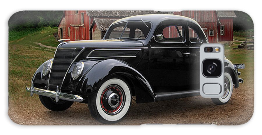 1937 Galaxy Case featuring the photograph 1937 Ford Coupe, Carver County Barn by Ron Long