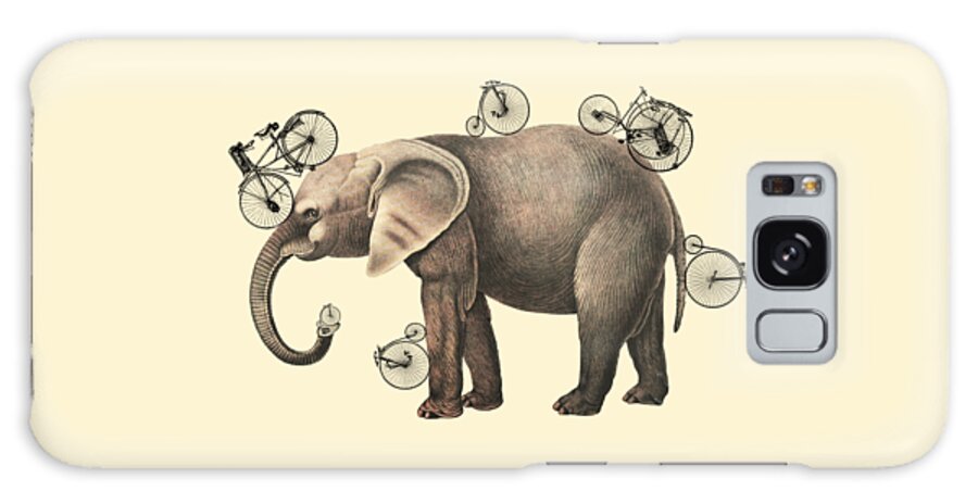Elephant Galaxy Case featuring the digital art Bicycle Elephant #2 by Madame Memento