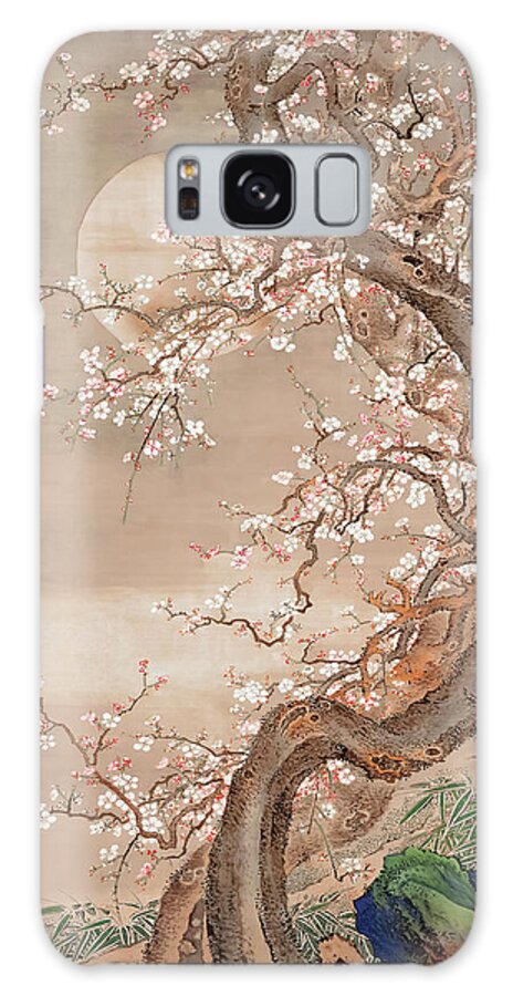 So Shizan Galaxy Case featuring the painting Japanese plum blossoms in moonlight #2 by So Shizan
