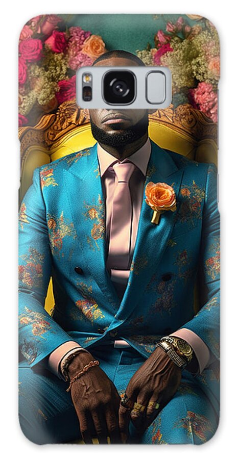 Lebron James The Man Is Dressed In A Short Blue Art Galaxy Case featuring the painting LeBron James the man is dressed in a short blue by Asar Studios #2 by Celestial Images