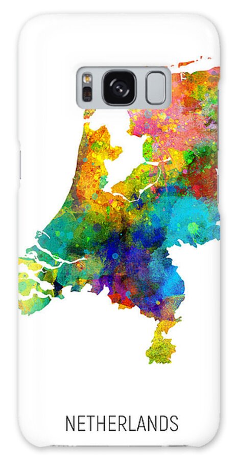Netherlands Galaxy Case featuring the digital art Netherlands Watercolor Map #2 by Michael Tompsett