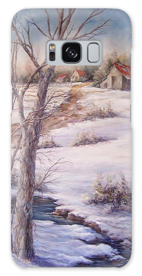 Winter Landscape Galaxy S8 Case featuring the painting Stubble Field #2 by Virginia Potter