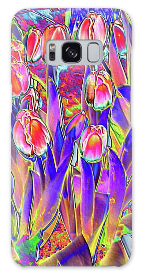 Tulips Galaxy Case featuring the digital art Tip Toe Thru the Tulips #2 by Vickie G Buccini