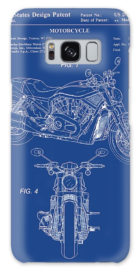 2005 Harley Davidson V-rod Motorcycle Patent Print Dark Blue Galaxy Case featuring the drawing 2005 Harley Davidson V-Rod Motorcycle Patent Print Dark Blue by Greg Edwards