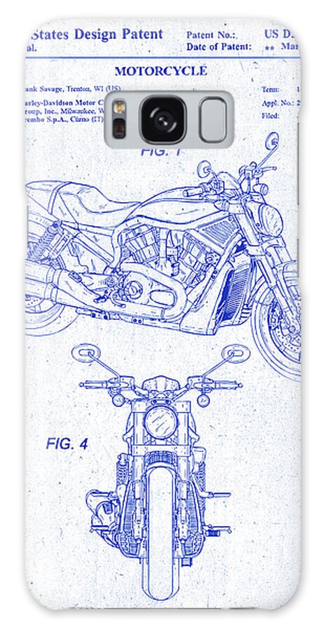 2005 Harley Davidson V-rod Motorcycle Patent Print Blueprint Galaxy Case featuring the drawing 2005 Harley Davidson V-Rod Motorcycle Patent Print Blueprint by Greg Edwards