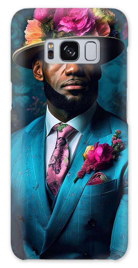 Lebron James The Man Is Dressed In A Short Blue Art Galaxy Case featuring the painting LeBron James the man is dressed in a short blue by Asar Studios #3 by Celestial Images