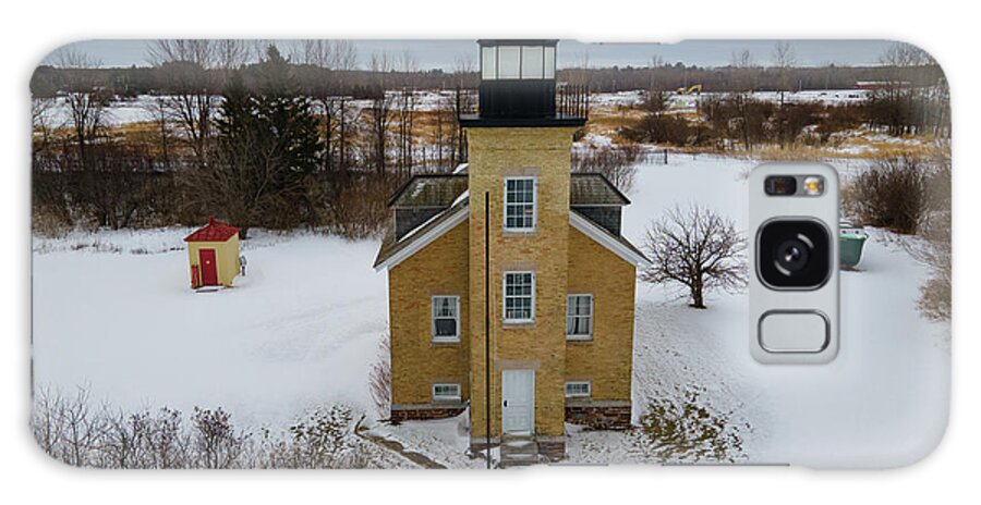 Ontonagon Michigan Galaxy Case featuring the photograph Ontonagon Michigan Lighthouse along Lake Superior in winter #3 by Eldon McGraw