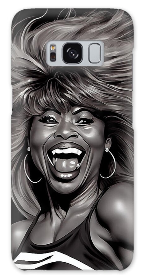 Tina Turner Galaxy Case featuring the mixed media Tina Turner Caricature #3 by Stephen Smith Galleries