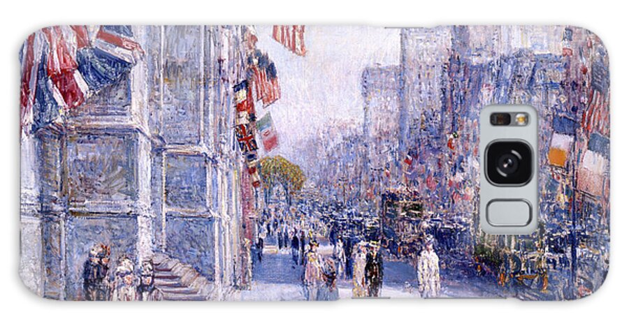 Childe Hassam Galaxy Case featuring the painting Early Morning on the Avenue in May 1917 #4 by Childe Hassam