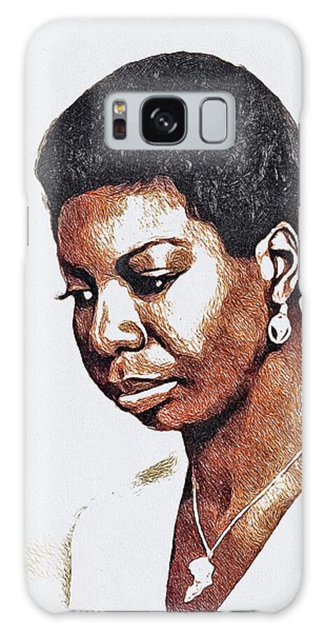 Nina Galaxy Case featuring the painting Nina Simone, Music Legend #4 by Esoterica Art Agency
