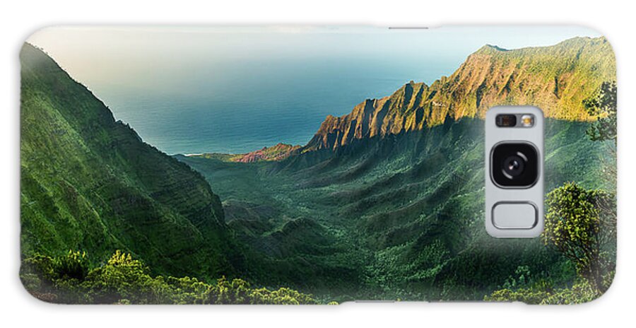 Beautiful Galaxy Case featuring the photograph Panoramic view of Kalalau valley Kauai #4 by Steven Heap
