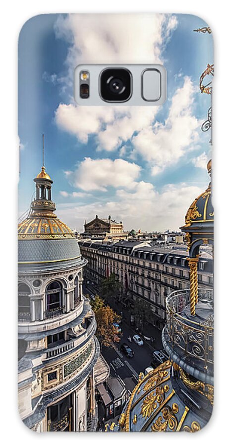 Aerial Galaxy Case featuring the photograph Paris Roofs Architecture by Manjik Pictures