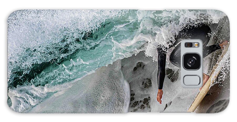 Surfer Surfing Barrel Newport Beach Surflife The Wedge Surfboard Ocean Seafoam Board Galaxy Case featuring the photograph -45 Barrel by Kevin Kielty #45 by California Coastal Commission