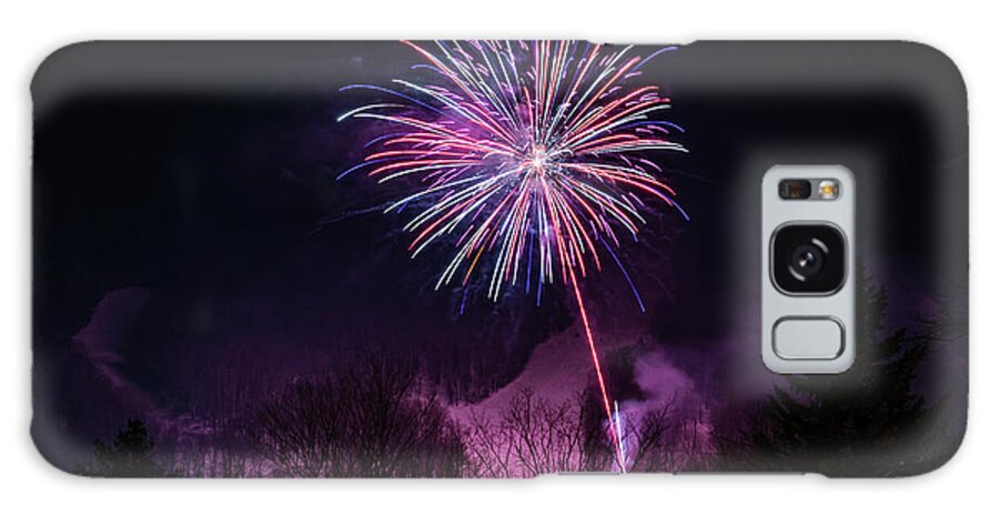 Fireworks Galaxy Case featuring the photograph Winter Ski Resort Fireworks #7 by Chad Dikun