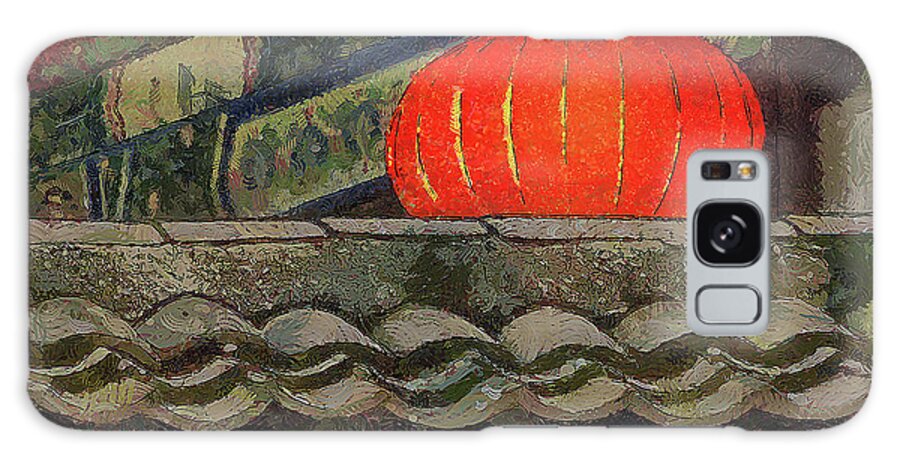 Architecture Galaxy Case featuring the mixed media 821 Architectural Abstract Red Lantern Temple, Small Wild Goose Pagoda, Xian, China by Richard Neuman Architectural Gifts
