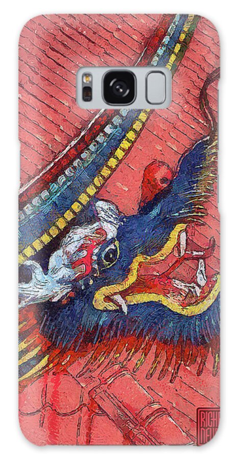 Emple Abstract Architectural Art Galaxy Case featuring the mixed media 849 Architecture Abstract Art Blue Dragon Nantian Temple-Guan Shengoijun, Taichung, Taiwan by Richard Neuman Architectural Gifts
