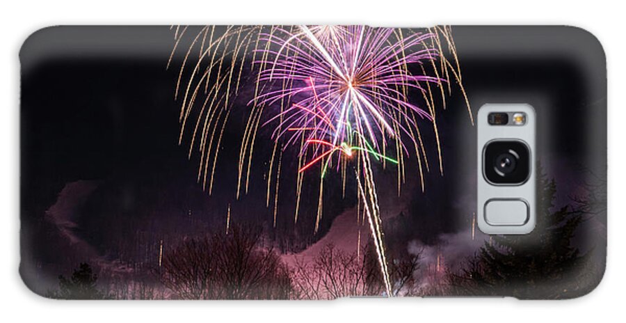 Fireworks Galaxy Case featuring the photograph Winter Ski Resort Fireworks #9 by Chad Dikun