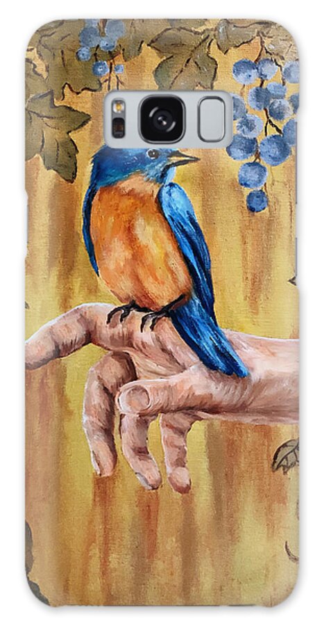 Bird Galaxy Case featuring the painting A Bird in Hand by Barbara Landry