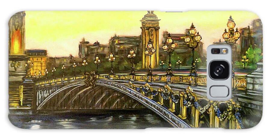 Paris Galaxy Case featuring the painting A Bridge in Paris by Sherrell Rodgers