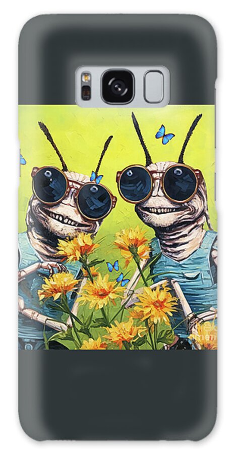 Grasshoppers Galaxy Case featuring the painting A Couple Of Cool Grasshoppers by Tina LeCour