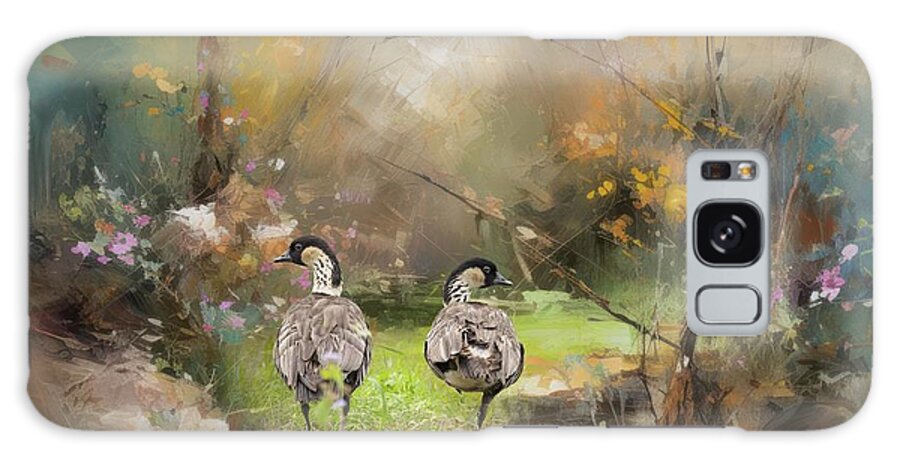 Nene Galaxy Case featuring the photograph A Couple of Nenes in Spring by Eva Lechner