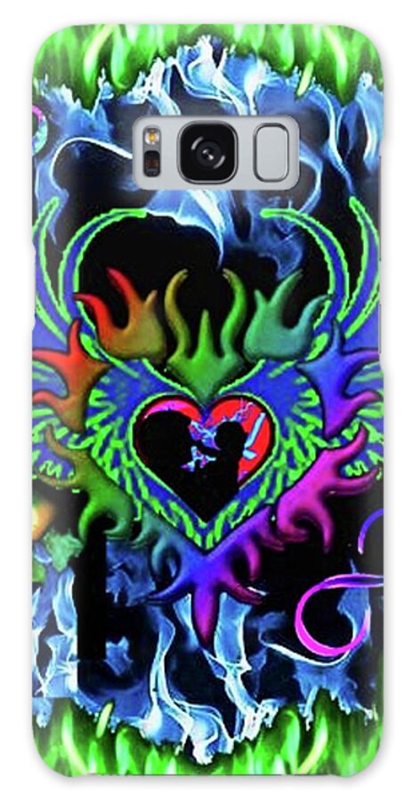 A Fathers Love Poem Galaxy Case featuring the digital art A Fathers Love Flames Eternal by Stephen Battel