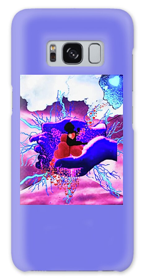 A Fathers Love Poem Galaxy Case featuring the digital art A Fathers Love In Hands by Stephen Battel