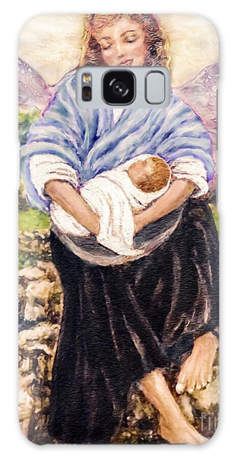 Madonna And Child Galaxy Case featuring the painting A Mother's Joy by Bonnie Marie
