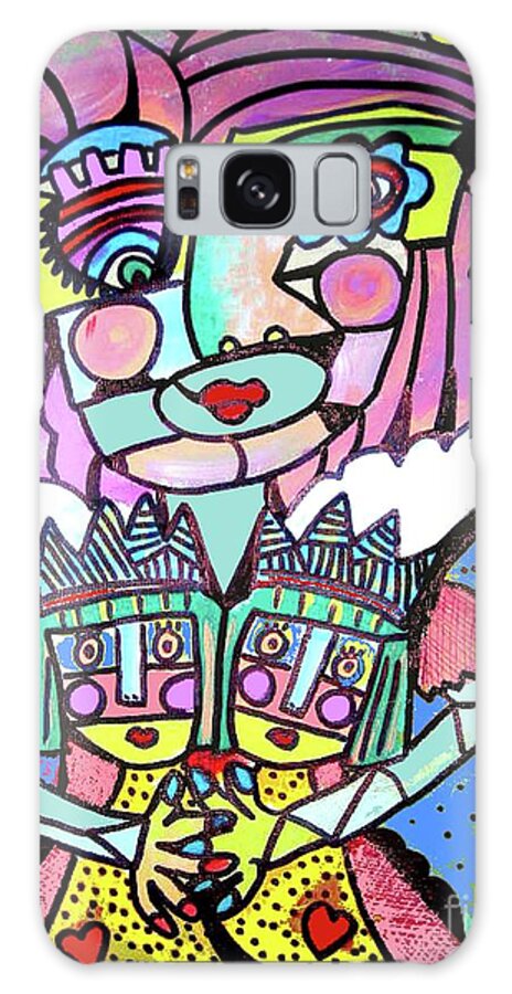 Sandra Silberzweig Galaxy Case featuring the painting Angel Mothers Proud Twin Hug by Sandra Silberzweig