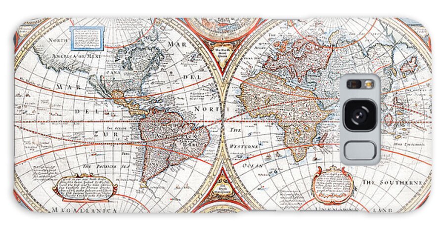 John Speed Galaxy Case featuring the drawing A New And Accvrat Map Of The World by John Speed
