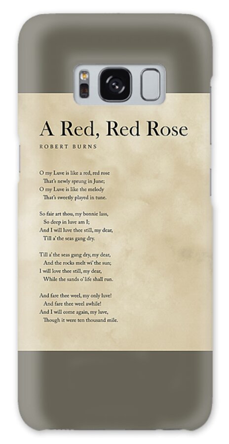 A Red Galaxy Case featuring the digital art A Red, Red Rose - Robert Burns Poem - Literature - Typewriter Print 2 - Vintage by Studio Grafiikka