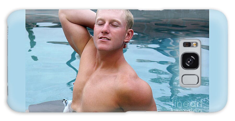 Blond Galaxy Case featuring the photograph A sexy and handsome young man poses in the pool. by Gunther Allen