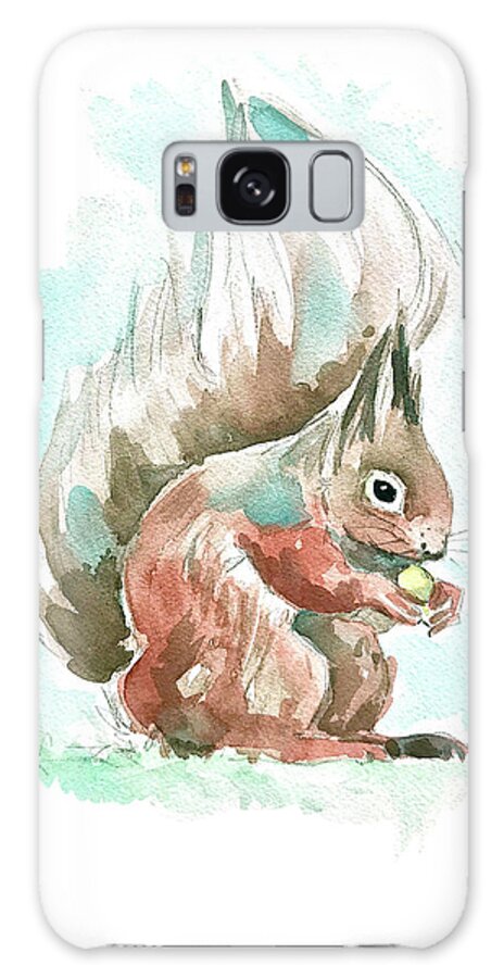 Cute Galaxy Case featuring the painting A Squirrel by Luisa Millicent