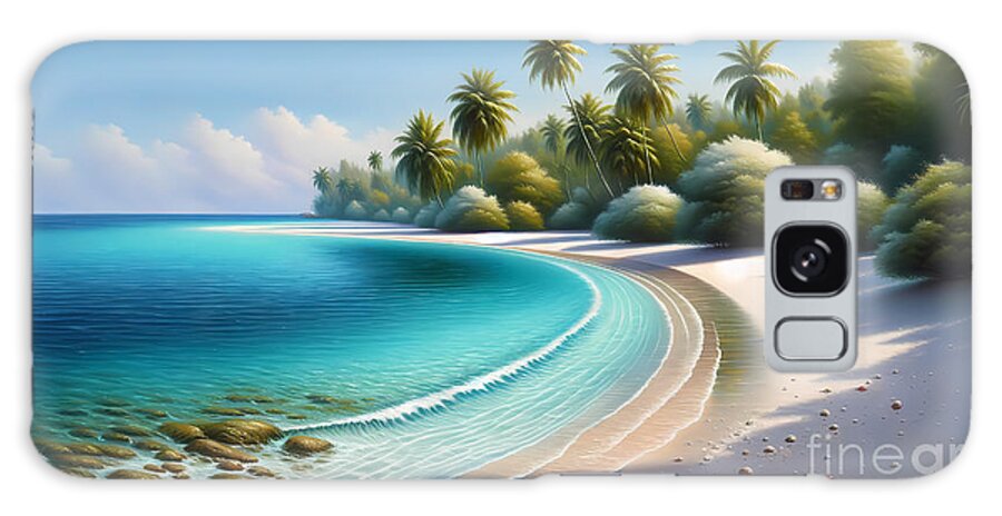 Tropical Galaxy Case featuring the painting A tropical paradise with white sandy beaches and crystal clear waters by Jeff Creation