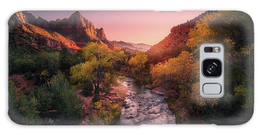 Autumn Galaxy Case featuring the photograph A Zion Sunset by Henry w Liu