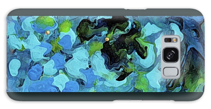Acrylic Pour Galaxy Case featuring the painting Abstract Blue Pour by Corinne Carroll