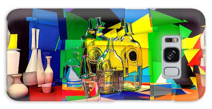 Abstract Galaxy Case featuring the digital art Abstract collage with vases and glass bottles by Valentin Ivantsov