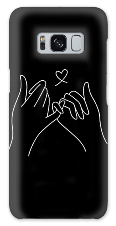 Beauty Galaxy Case featuring the drawing Abstract illustration of pinky promise always together concept minimalist pinky promise heart print by Mounir Khalfouf