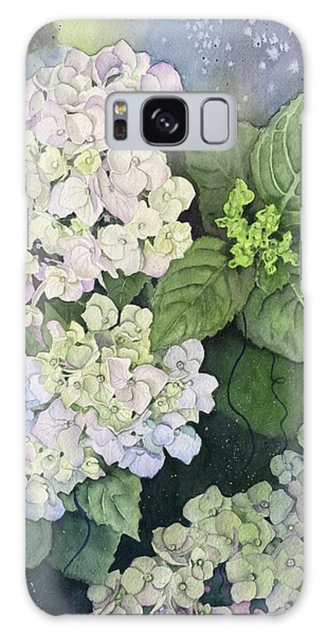 Hydrangea Galaxy Case featuring the painting First Blush by Kelly Miyuki Kimura
