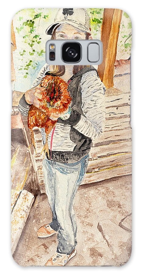 Chicken Galaxy Case featuring the painting Addie's Red Hen by Barbara F Johnson